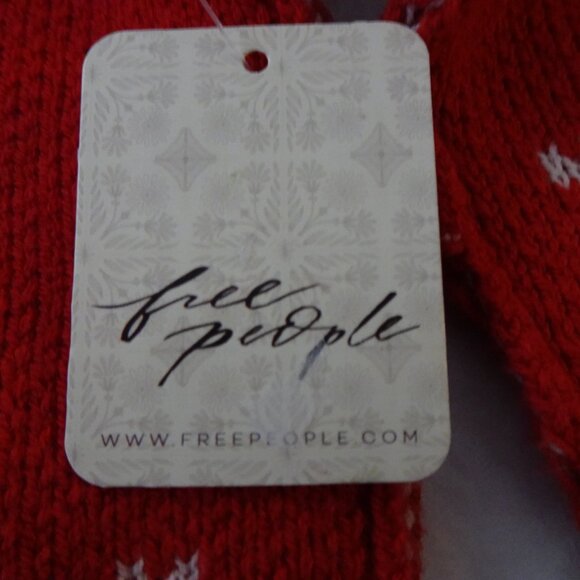 Free People Cropped Sweater Women's Size S Red Easy Street Patterned Boxy - Picture 7 of 9